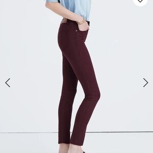 Madewell Women Red 9" High Riser Skinny Skinny Sateen Jeans Size 26